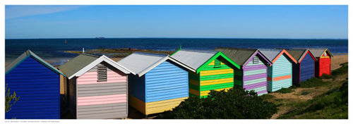 Framed Art Colorful Bathing Boxes by R. Mackenzie | 6 ½ x 18 ½