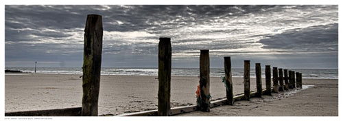 Framed Art Post Row at Beach by Adrian Z | 6 ½ x 18 ½