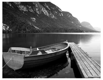 Boat at Lake Pier Wall Art | 14 1/2 x 18 1/2 Fine Art Print