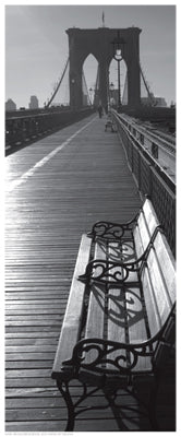Brooklyn Bridge Benches Wall Art | 20 1/2 x 8 1/2 Fine Art Print