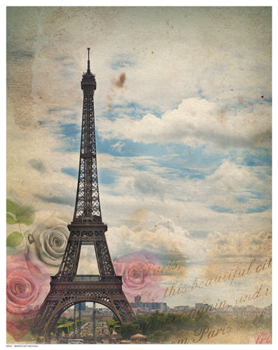Eiffel in Rose Sky Wall Art | 14 ½ x 11 ½ Fine Art Print