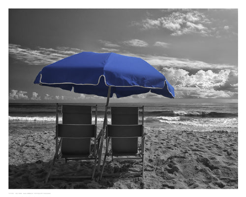 Framed Art Blue Umbrella by Eve Turek | 11 1/2 x 14 1/2