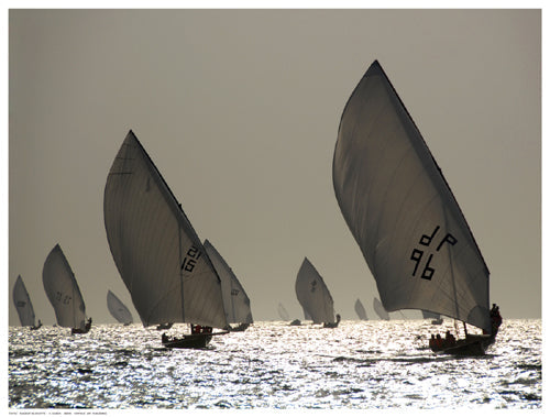 Framed Art Sailboat Silhouette by Y. Haider | 12 ½ x 16 ½