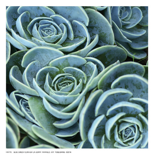 Framed Art Blue Green Flora by Linjerry | 6 ½ x 6 ½