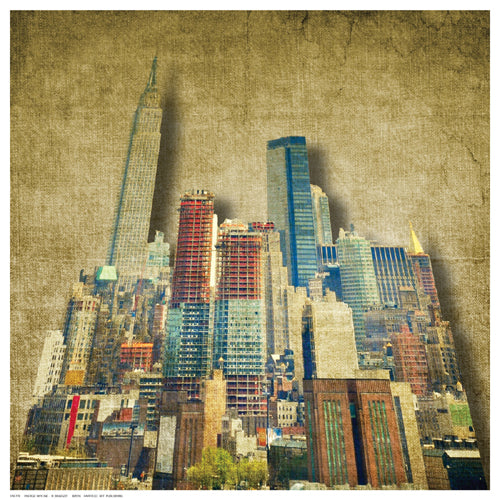 Framed Art Vintage Skyline by R. Bagozzi | 12 ½ x 12 ½