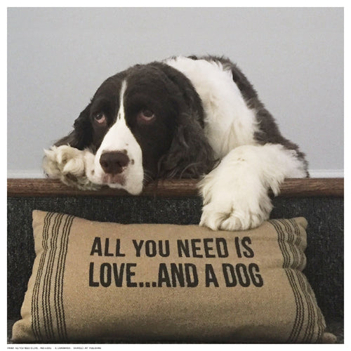 Framed Art All You Need Is Love… and a Dog by K. Lowenkron | 12 ½ x 12 ½ Art P...