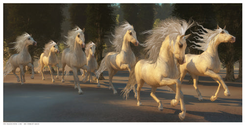 Framed Art Stallion Run Painting by G. Ford | 10 ½ x 20 ½