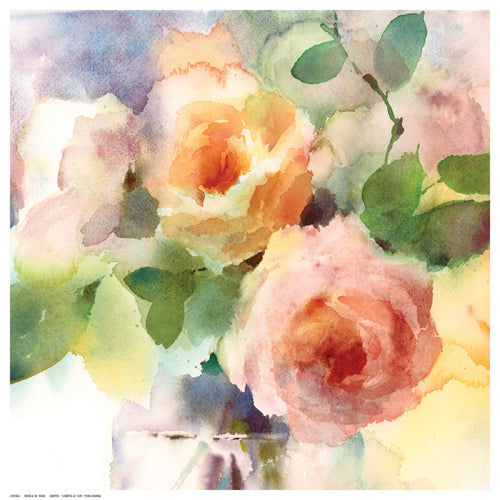 Framed Art Roses in Vase 12 ½ x 12 ½