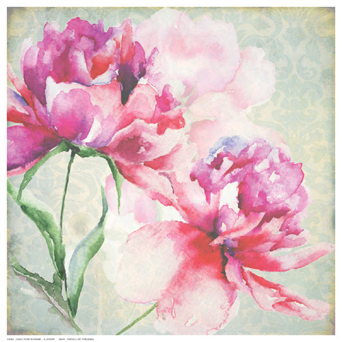 Framed Art Lovely Peony Blossoms by R. Jersova | 12 ½ x 12 ½