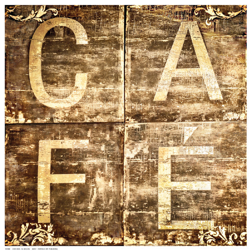 Framed Art Cafe Sign by M. Molcan | 12 ½ x 12 ½