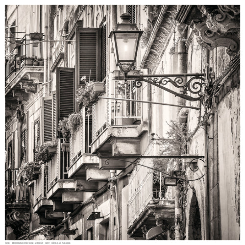 Framed Art Mediterranean Street Scene by M. Molcan | 12 ½ x 12 ½