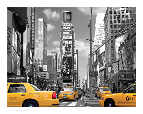 Framed Art Yellow Cabs, Times Square by Igor Maloratsky | 16 x 20