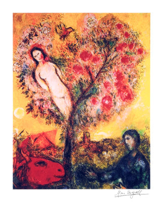 Framed Art Tree Over Village by Marc Chagall | 24 x 18
