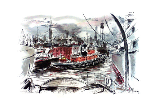Framed Art New York Harbour by John Haymson | 31 x 42