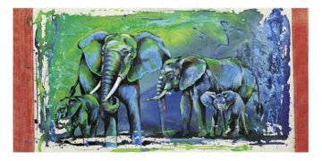 Wild Elephants by Rolf Knie | 9 x 19 3/4 Fine Art Print