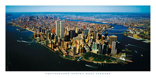 Aerial View of Manhattan by Steven Lindner | 9 x 19 3/4 Fine Art Print
