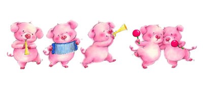 Animal Fun Time IV by Makiko | 9 x 19 3/4 Fine Art Print