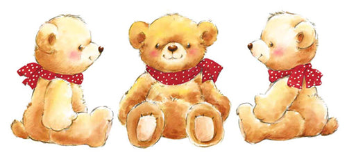 Framed Art Teddies by Makiko | 9 x 19 3/4