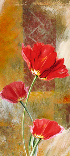 Framed Art Three Tulips by Yvonne Dulac | 19 3/4 x 9