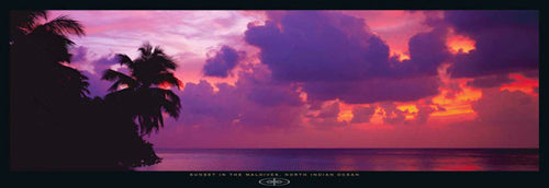 Framed Art Sunset in the Maldives, North Indian Ocean by Fridmar Damm