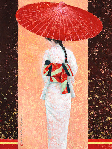 Girl in Kimono II by Mira Latour | 19 3/4 x 15 3/4 Fine Art Print