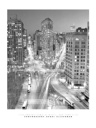 Flatiron Building at Night by Henri Silberman | 19 3/4 x 15 3/4 Art