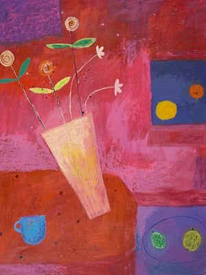 Floral Study in Red and Blue by Charlotte Hardy | 19 3/4 x 15 3/4 A