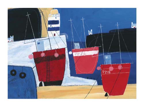 Three Red Boats by Dave Jaundrell | 15 3/4 x 19 3/4 Fine Art Print