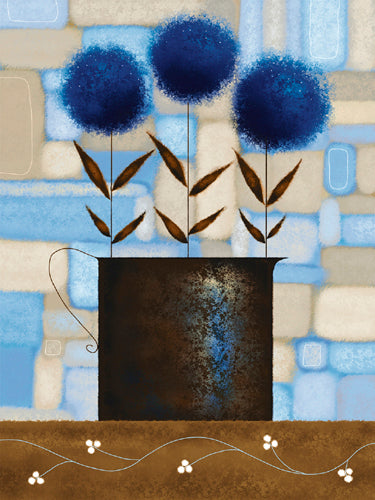 Study of Chysanthemums in Blue by Jo Parry | 19 3/4 x 15 3/4 Fine Art Print