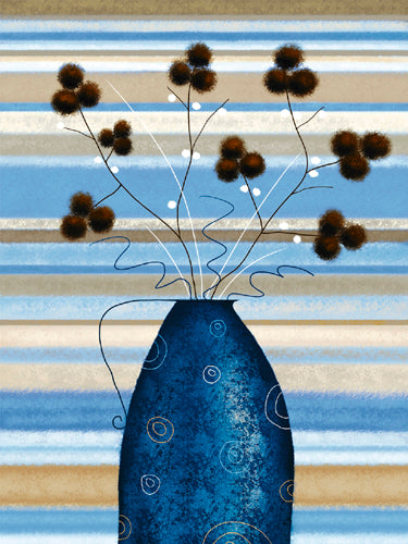 Study of Mimosa in Blue by Jo Parry | 19 3/4 x 15 3/4 Fine Art Print