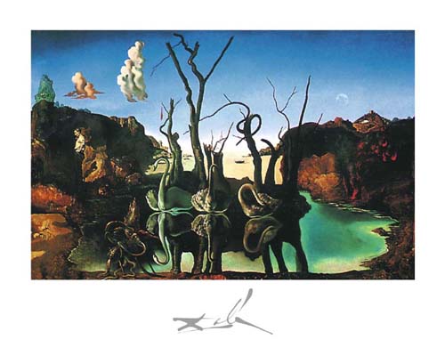Cygnes Reflechis en Elephants by Salvador Dali | 15 3/4 x 19 3/4 Ar
