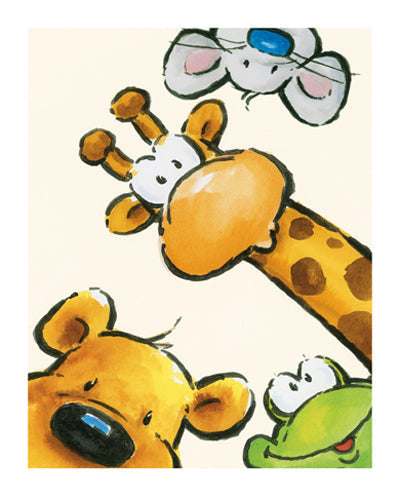 Framed Art Funny Friends III by Jean Paul | 19 3/4 x 15 3/4