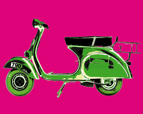 Vespa in Pink by Myrjam Tell | 15 3/4 x 19 3/4 Fine Art Print