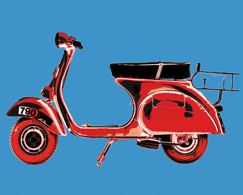 Framed Art Vespa in Blue by Myrjam Tell | 15 3/4 x 19 3/4