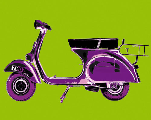 Framed Art Vespa in Green by Myrjam Tell | 15 3/4 x 19 3/4
