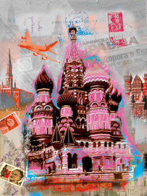 Framed Art Moscow Vintage by Robin Jules | 19 3/4 x 15 3/4