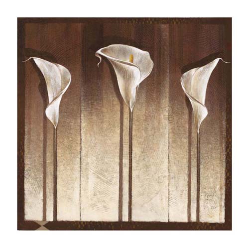 Three Calla Lilies by Mira Latour | 19 3/4 x 19 3/4 Fine Art Print