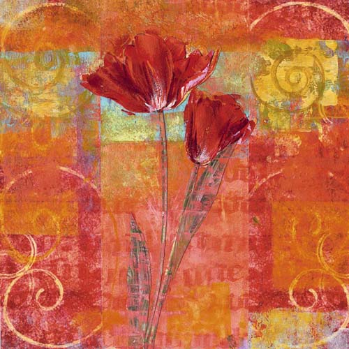 Red Tulips II by Yvonne Dulac | 19 3/4 x 19 3/4 Fine Art Print