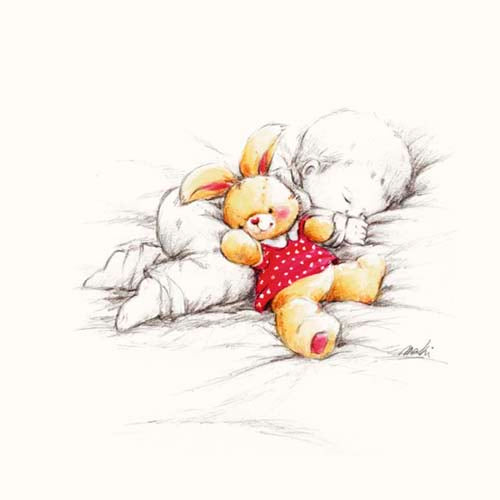 Framed Art Sleepy Time I by Makiko | 11 3/4 x 11 3/4