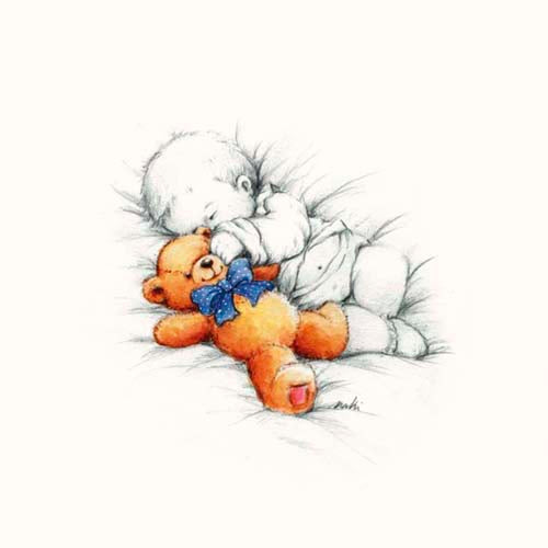 Framed Art Sleepy Time II by Makiko | 11 3/4 x 11 3/4