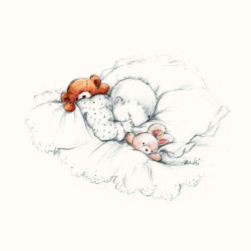 Framed Art Sleepy Time III by Makiko | 11 3/4 x 11 3/4
