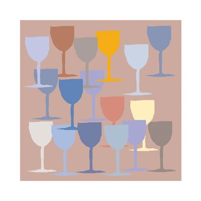 Seventeen Glasses I by Hazel Springfield | 11 3/4 x 11 3/4 Fine Art Print