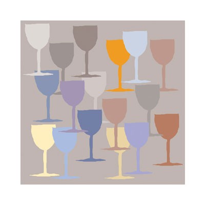 Seventeen Glasses II by Hazel Springfield | 11 3/4 x 11 3/4 Fine Art Print