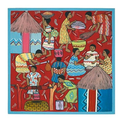 Village Life IV by Serowe | 11 3/4 x 11 3/4 Fine Art Print