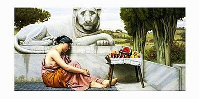 The Fruit Girl by John William Godward | 19 3/4 x 39 1/2 Fine Art Print