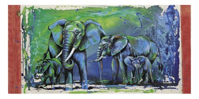 Wild Elephants by Rolf Knie | 19 3/4 x 39 1/2 Fine Art Print
