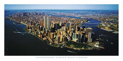 Aerial View of Manhattan by Steven Lindner | 19 1/2 x 39 1/2 Fine Art Print