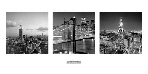 Framed Art Views of New York I by Henri Silberman | 19 3/4 x 39 1/2