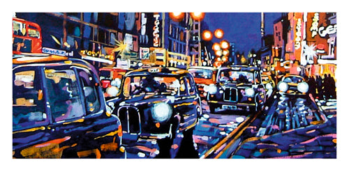 Black Cabs, London by Roy Avis | 19 3/4 x 39 1/2 Fine Art Print