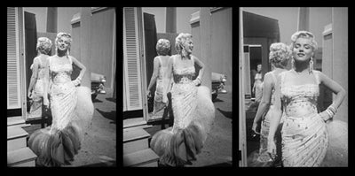 Framed Art Marilyn Monroe, White Beaded Gown by Gene Lester | 19 3/4 x 39 1/2 ...